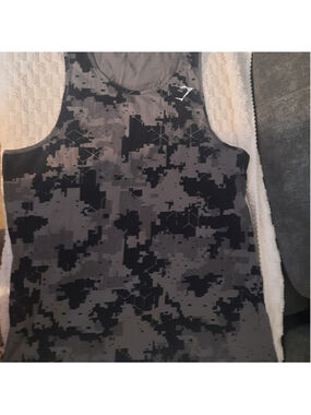 Gymshark Black and Gray Camo Tank Top